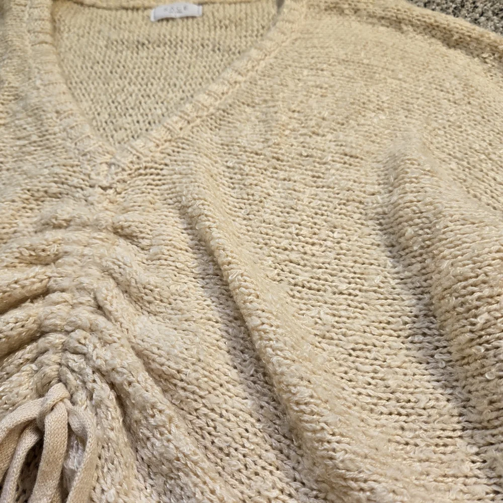 SAGE THE LABEL Home Bound Cream Ruched Long Sleeve Sweater Top Size L - Picture 3 of 13